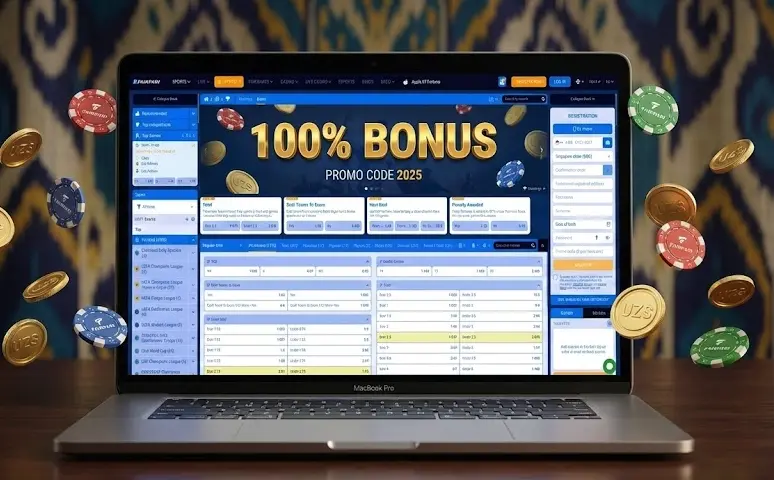 Fairpari promo code 2025 va xush kelibsiz bonusi noutbuk ekranida
