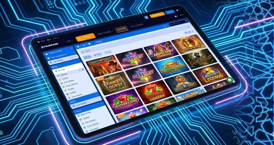 Fairpari kazino o'yinlari va slotlar planshetda