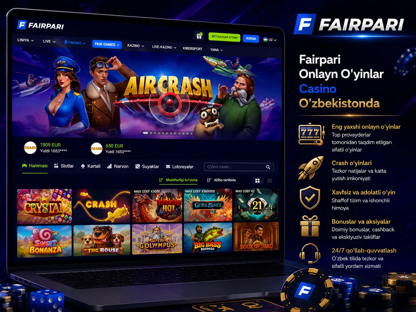 Fairpari Onlayn O‘yinlar Casino O‘zbekistonda