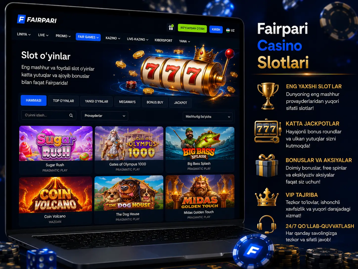 Fairpari slotlar Sugar Rush Gates of Olympus Big Bass Splash