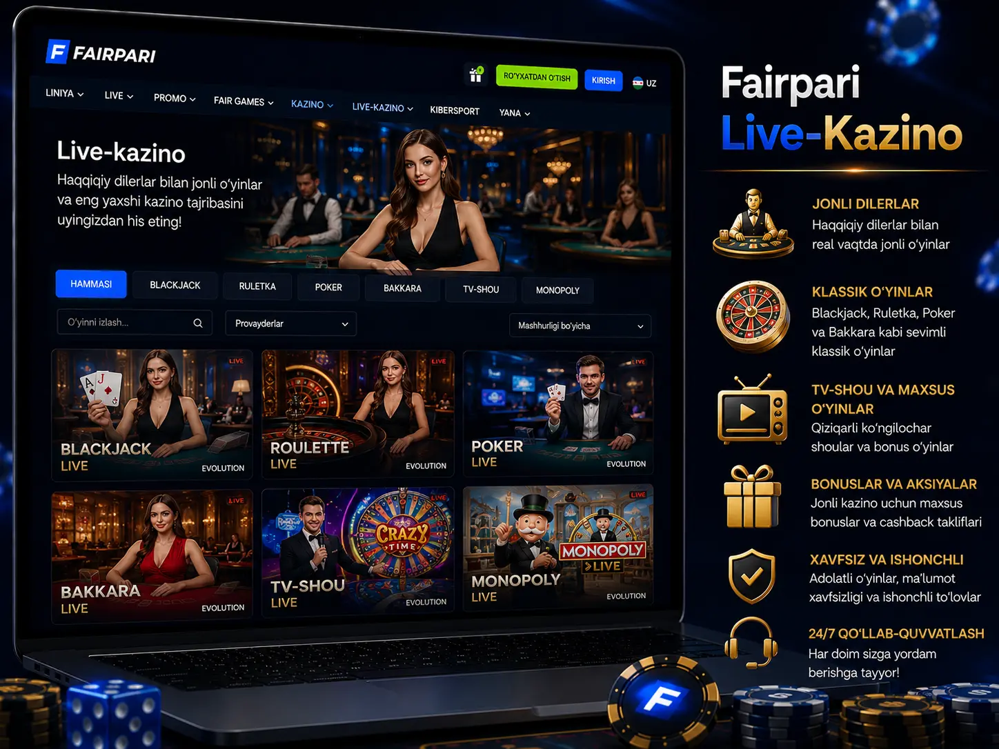 Fairpari live-kazino ruletka blackjack poker bakkara