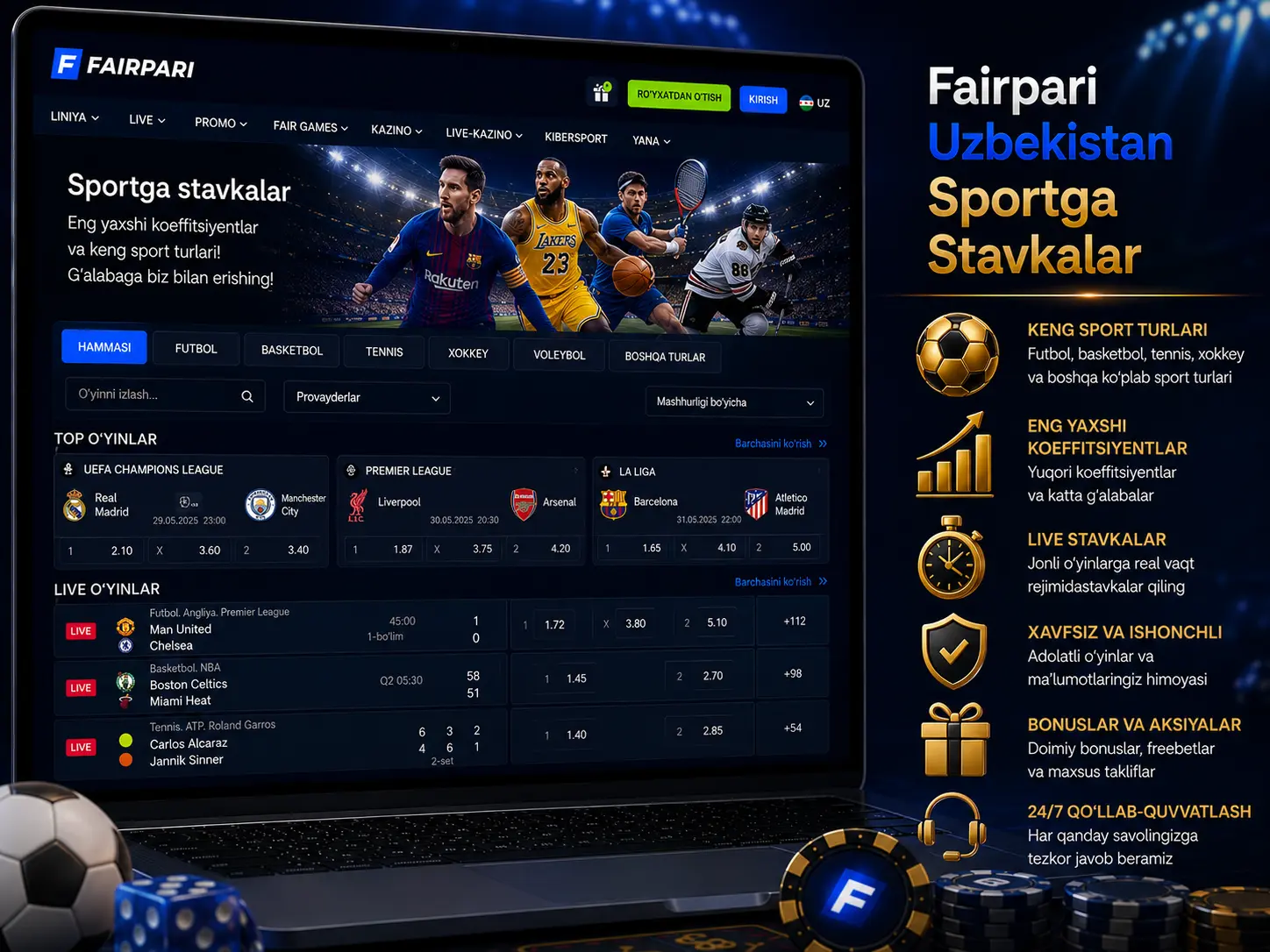 Fairpari sport stavkalari futbol tennis basketbol